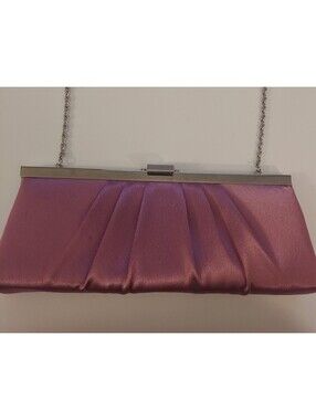 Jessica McClintock Lavender Satin Gun Metal Clasp Frame Evening Purse